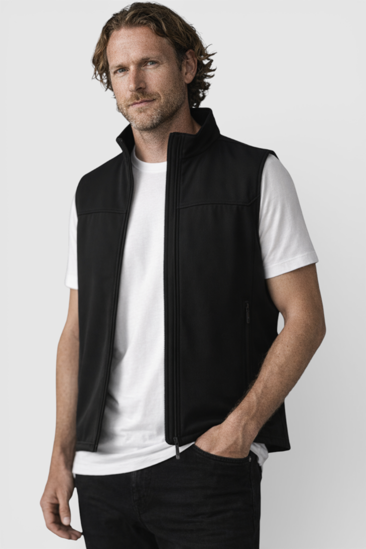 Komfortabel Herrevest i Stretch Fleece – Fuld Lynlås og Tidløst Design