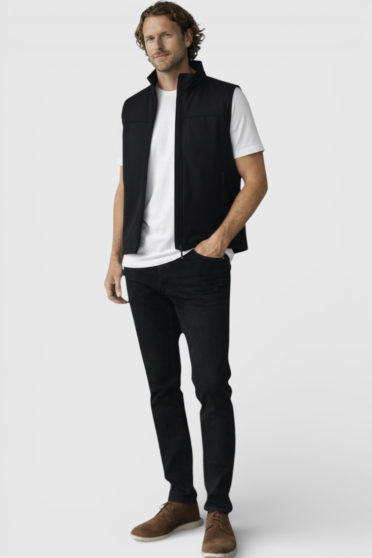 Komfortabel Herrevest i Stretch Fleece – Fuld Lynlås og Tidløst Design