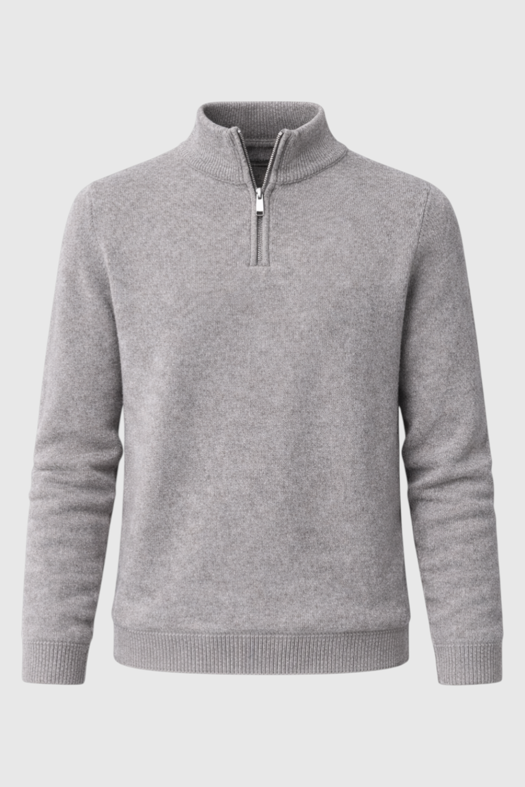 Herre Half-Zip Striktrøje med Ståkrave – Lys taupe