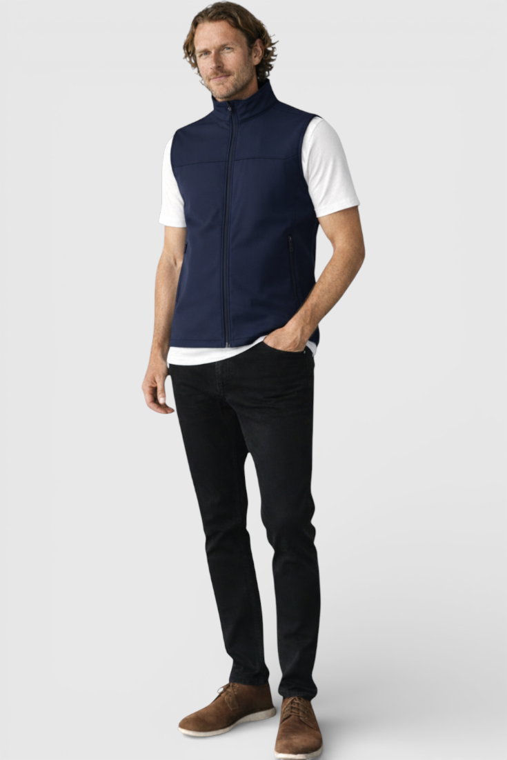 Let og Fleksibel Herrevest med Ståkrave – Fuld Lynlås og Komfortabel Pasform