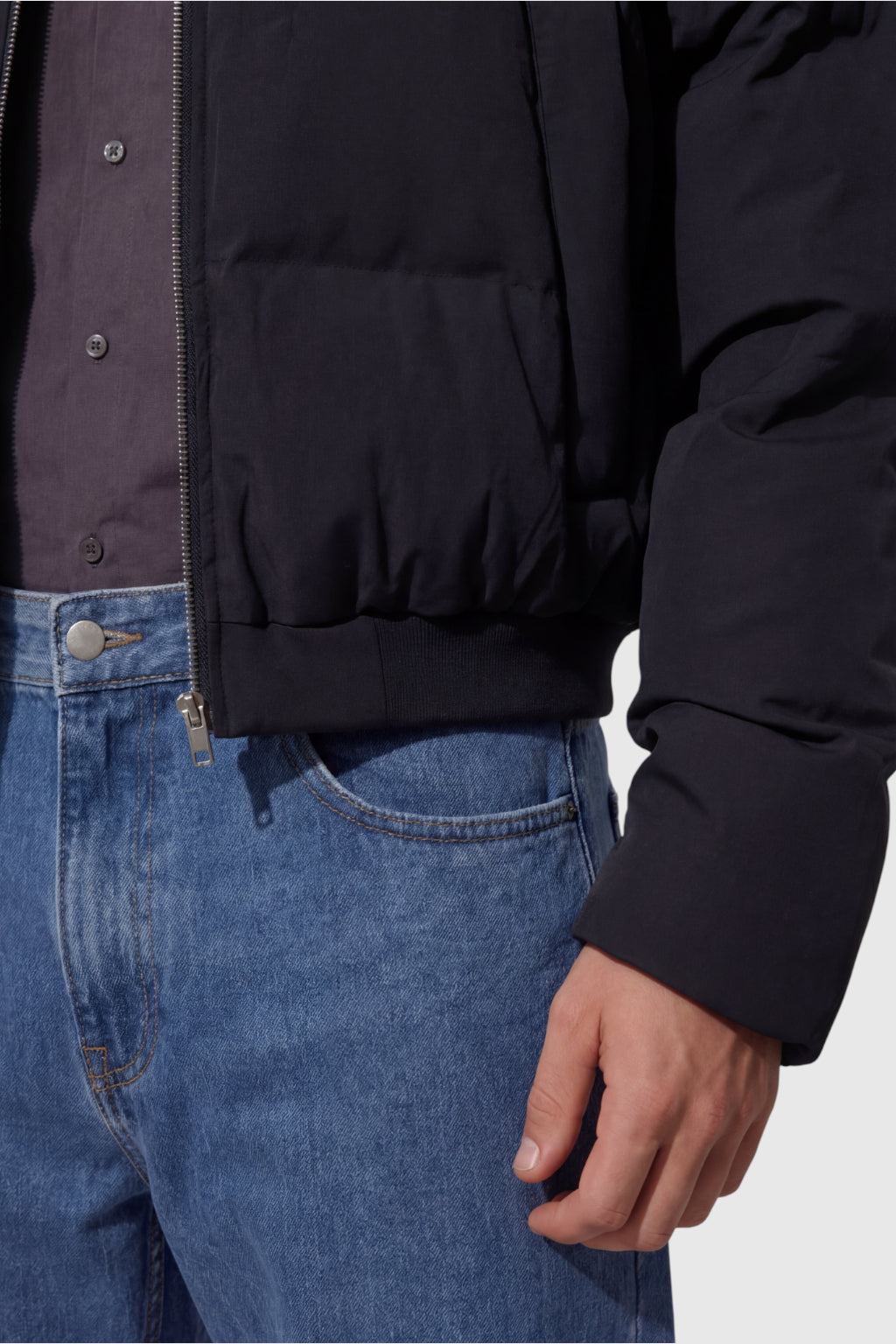 Kort Pufferjakke til Mænd – Quiltet – Sort