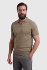 Herre Strikket Polo Shirt i Taupe Bomuld - Slim Fit, Blød & Åndbar til Hverdag - Taupe - Polo skjorter - Valmont Wear
