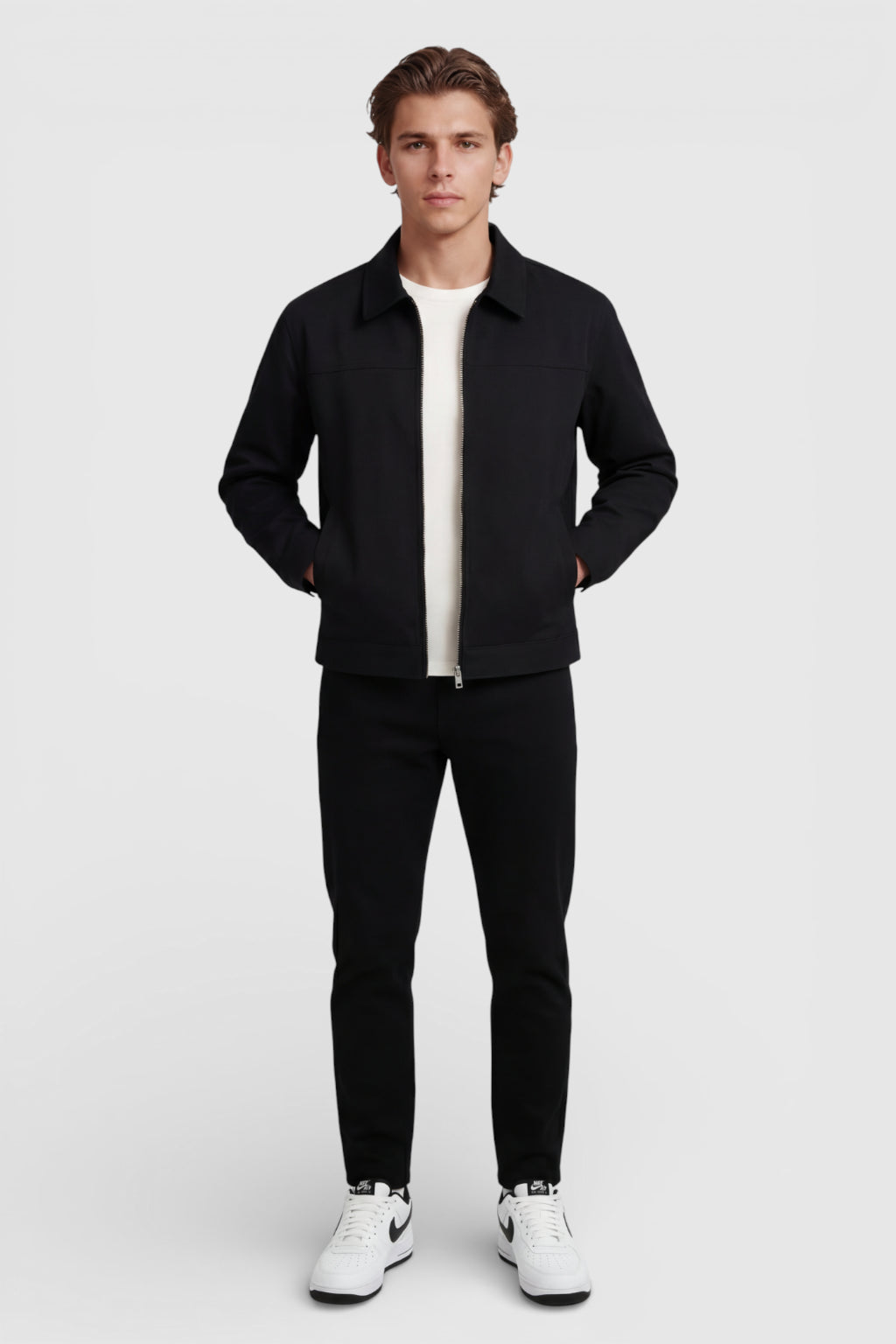 Letvægts Twill Jakke til Mænd – Sort – Regular Fit