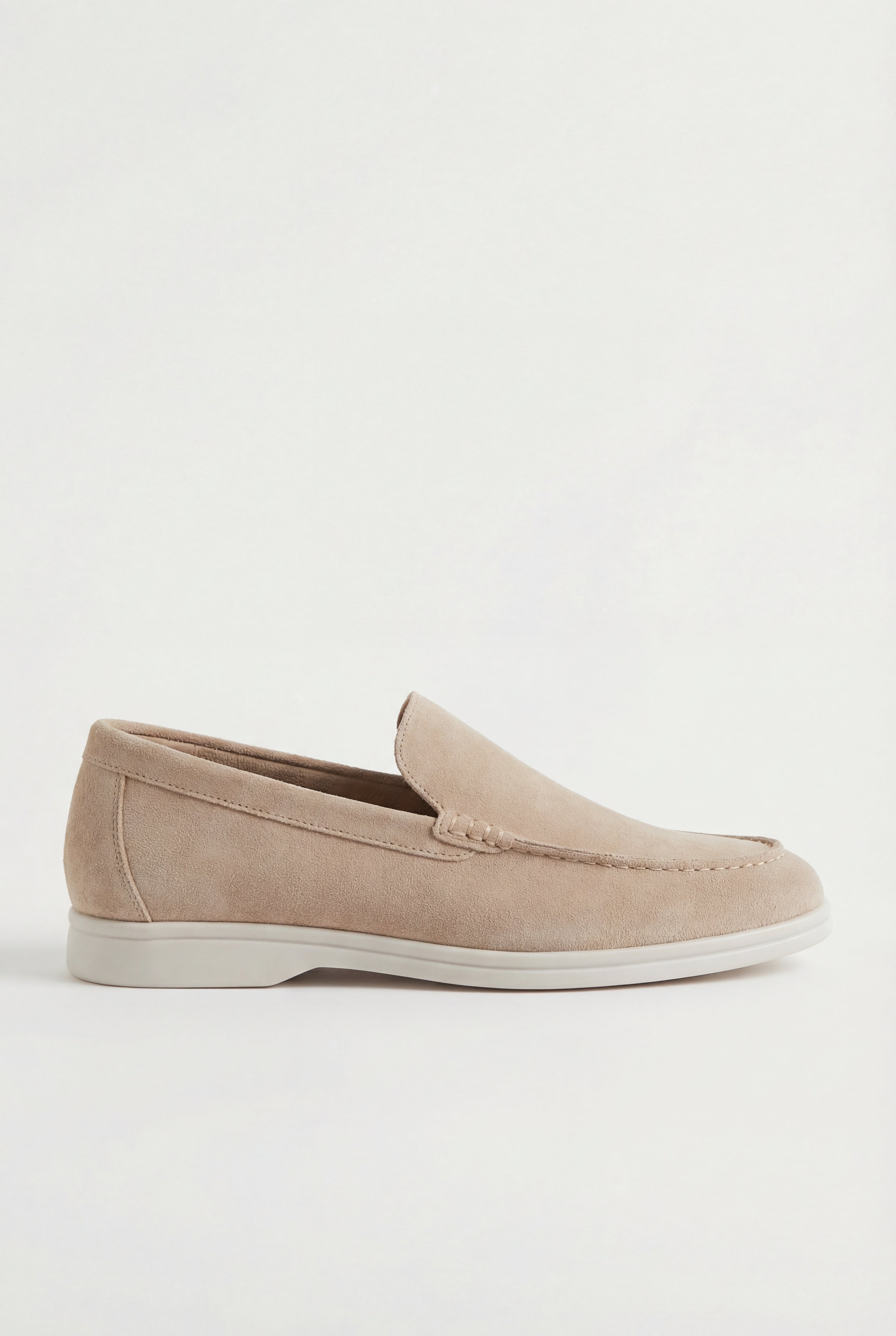 Casual Herre Loafers Slip-On – Beige PU med Ruskindslook