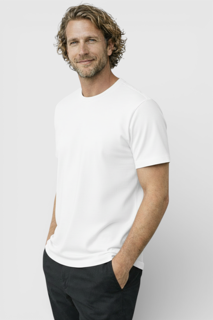 Hvid Slim-Fit T Shirt Herre til Mænd