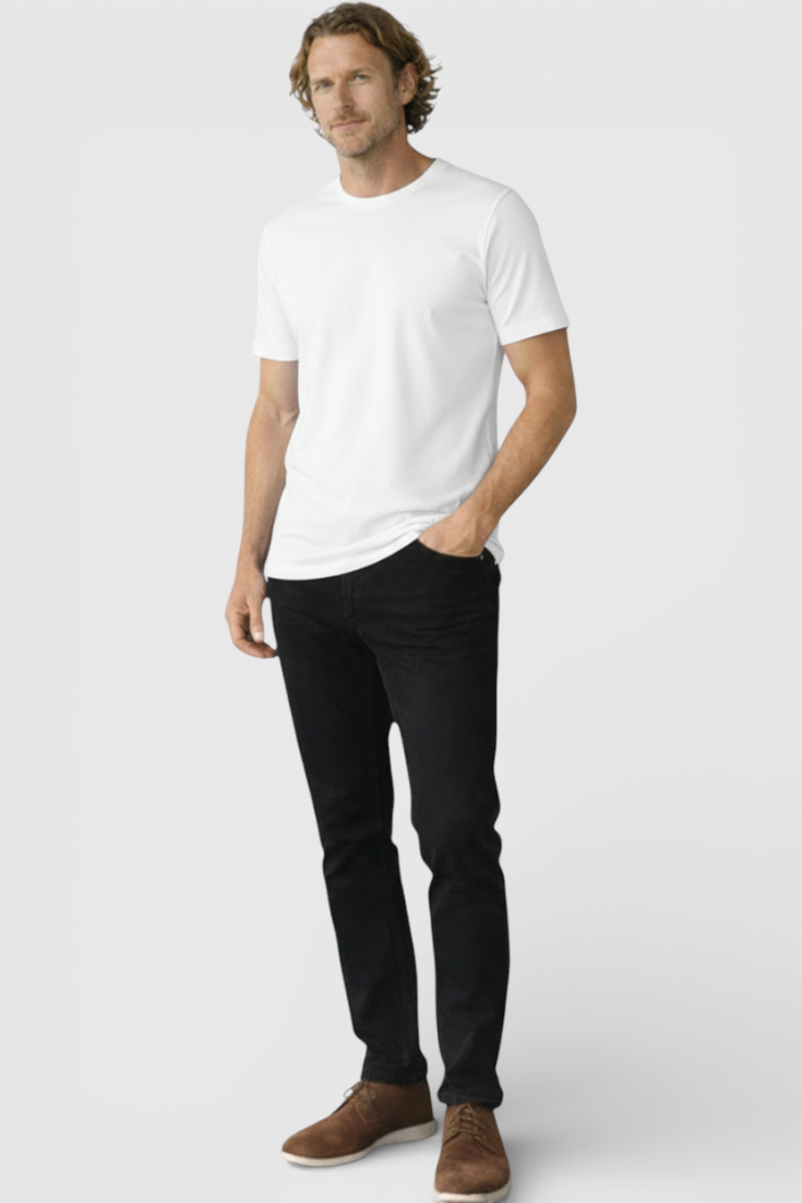 Hvid Slim-Fit T Shirt Herre til Mænd