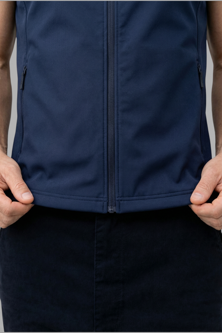 Let og Fleksibel Herrevest med Ståkrave – Fuld Lynlås og Komfortabel Pasform