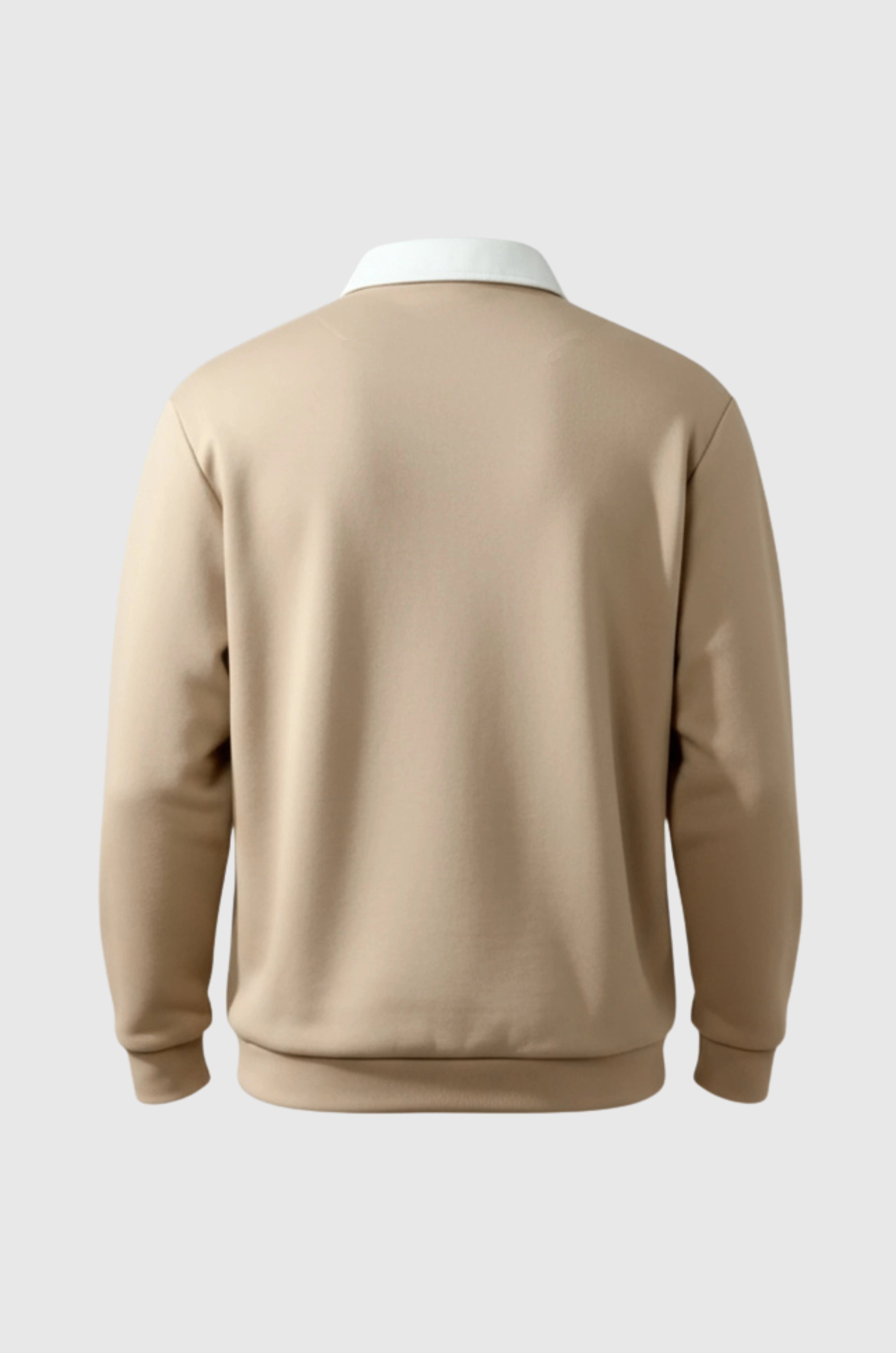 Herre Sweatshirt med Kontrastkrave og Polokrave – Beige