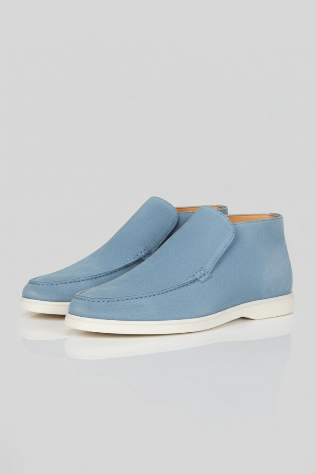 Herre Ruskinds Loafer Støvler – Slip-On Chukka Stil, Flad Hæl – Lyseblå - Lyseblå - Boots - Valmont Wear