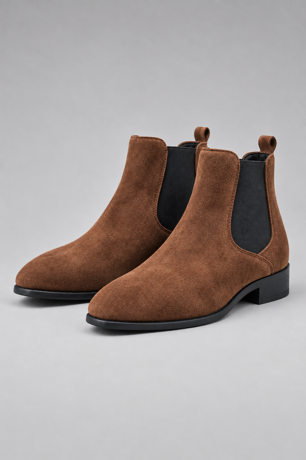 Chelsea boot uomo marroni effetto camoscio, elastici laterali, comodi