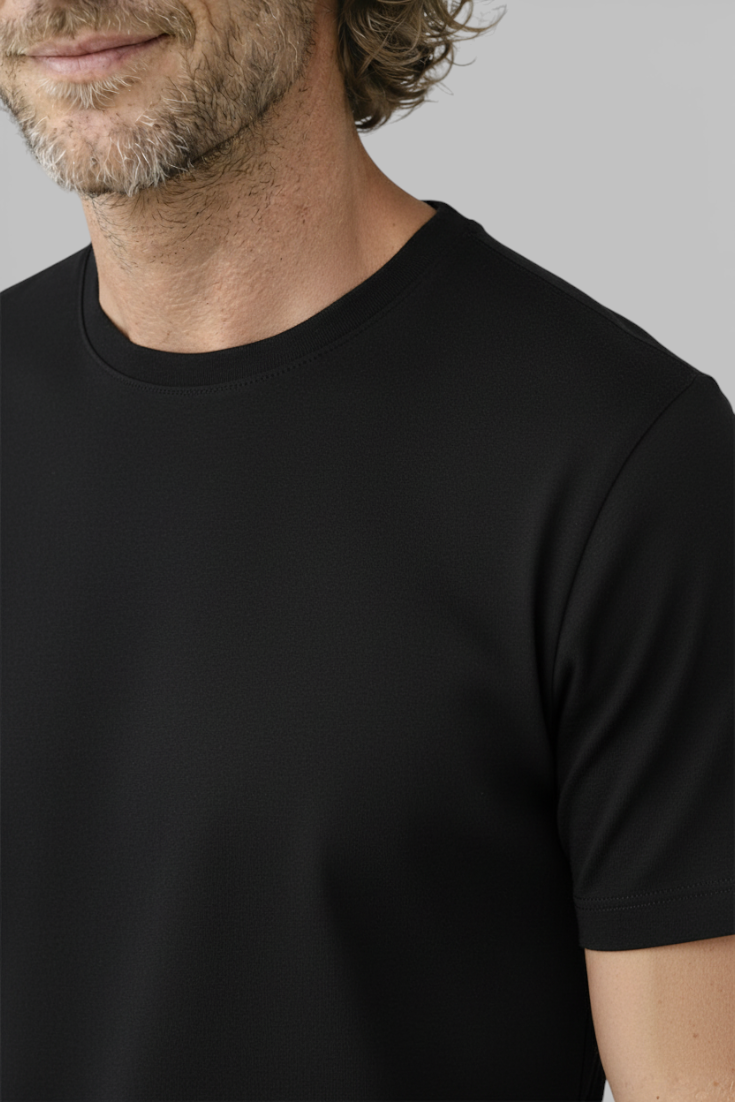 Herre Slim-Fit Merceriseret T-shirt i Sort
