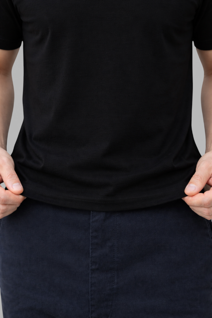 Herre Slim-Fit Merceriseret T-shirt i Sort