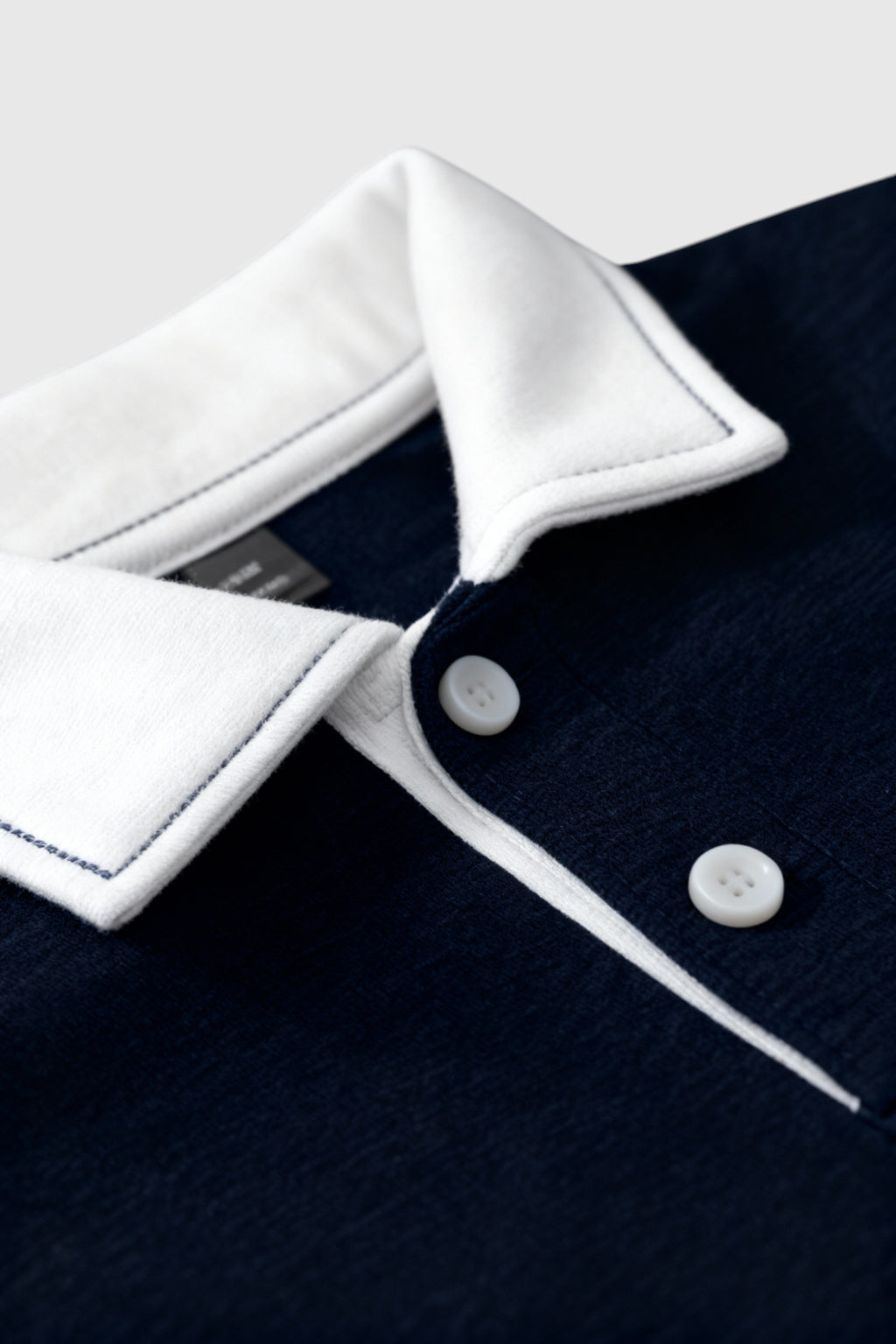 Herre Sweatshirt med Kontrastkrave og Polokrave – Mørkeblå