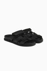 Herresandaler i Sort Læder - H-Cut Slip-On Komfort - Sort - Sko - Valmont Wear
