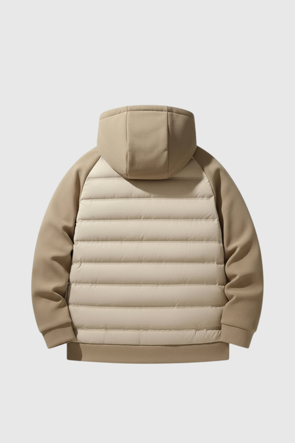 Løs pasform hættejakke med dun – Khaki Beige