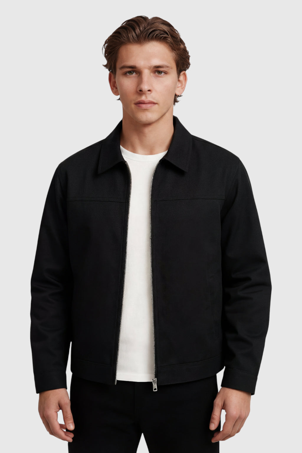 Letvægts Twill Jakke til Mænd – Sort – Regular Fit