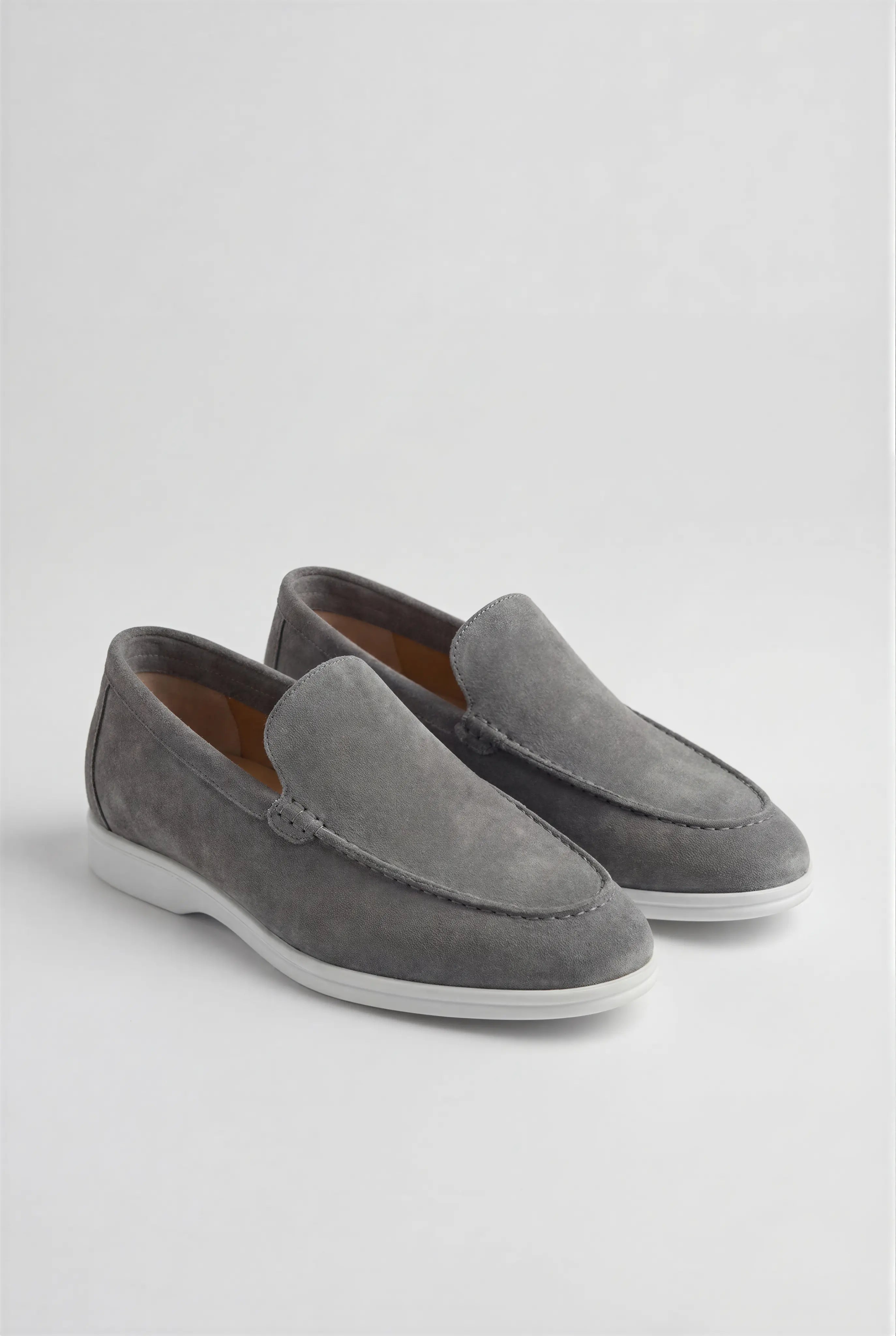 Casual Herre Loafers Slip-On – Grå PU med Ruskindslook