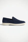 Mørkeblå Ruskind Penny Loafers til Mænd - Håndlavede Italienske Herresko i Premium Kvalitet - Navy - Shoes - Valmont Wear