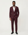 Herre Slim Fit Bordeaux Jakkesæt i Uldblanding - Perfekt til Bryllup & Fest - - Jakkesæt - Valmont Wear