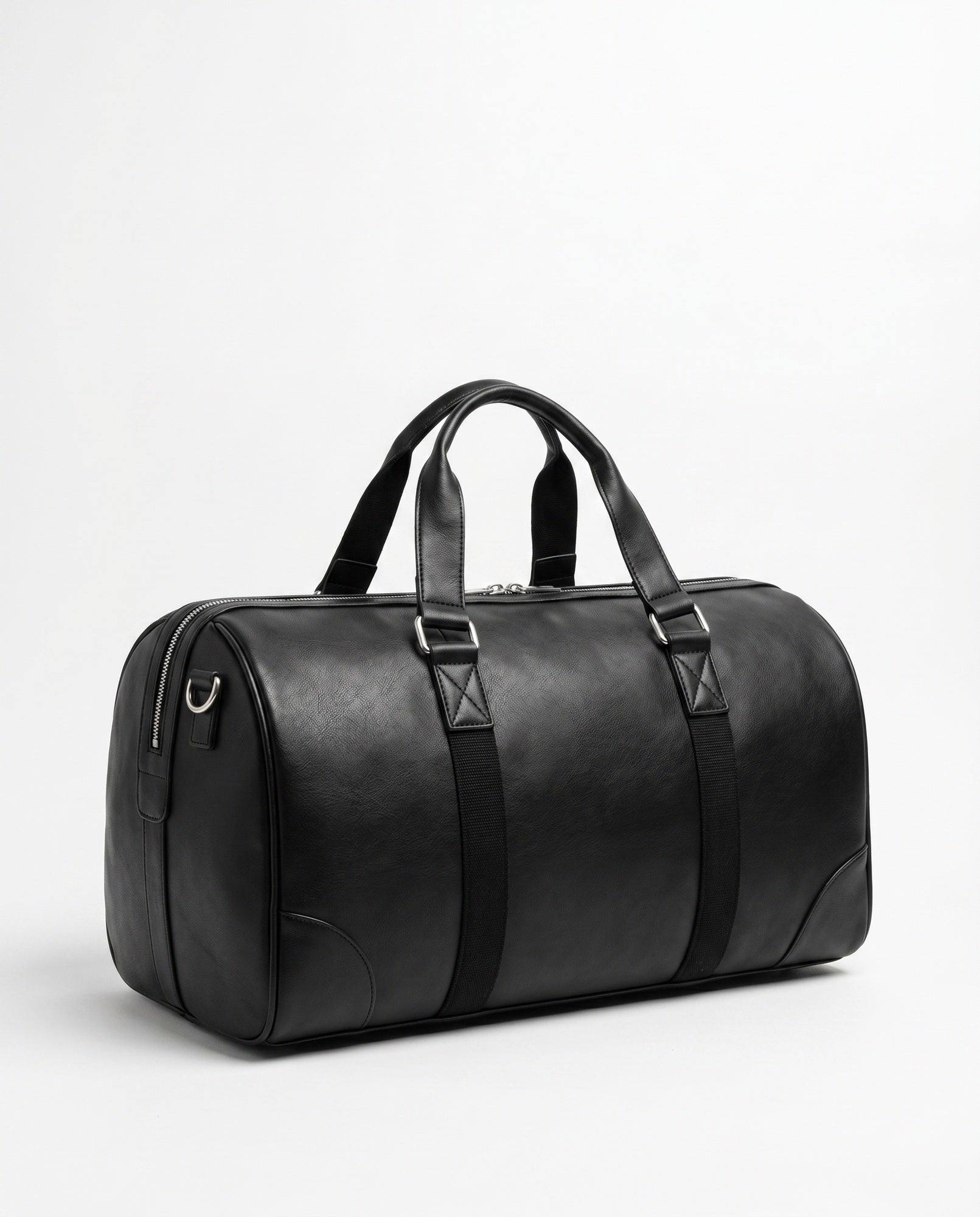 Sac de sport en cuir pour hommes - Sac de sport cylindrique noir