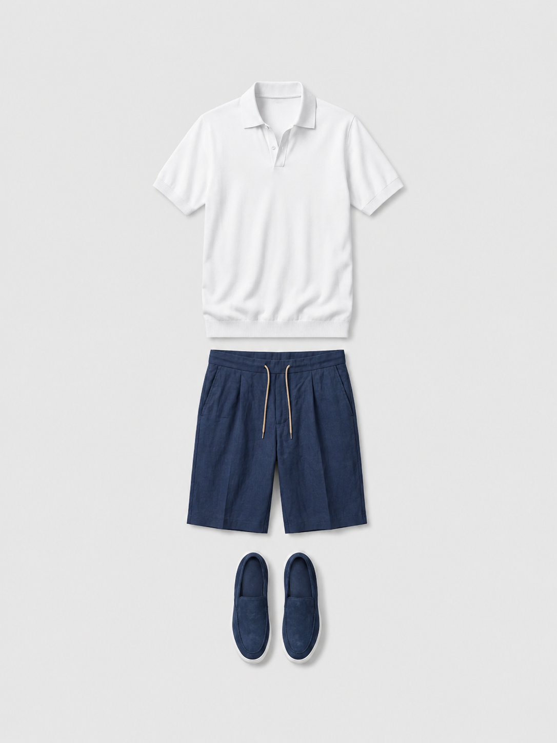 Valmont sommer saet - polo + shorts flatlay