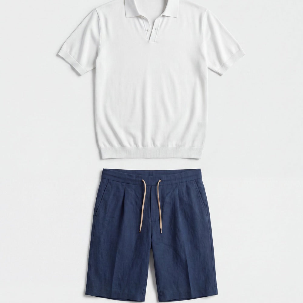 Valmont sommer saet - polo + shorts flatlay
