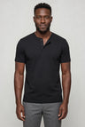 Sort Henley T-shirt til Mænd i Blød Bomuld – Ideel til Sommer & Fritid, Høj Komfort - Sort - T-shirts - Valmont Wear