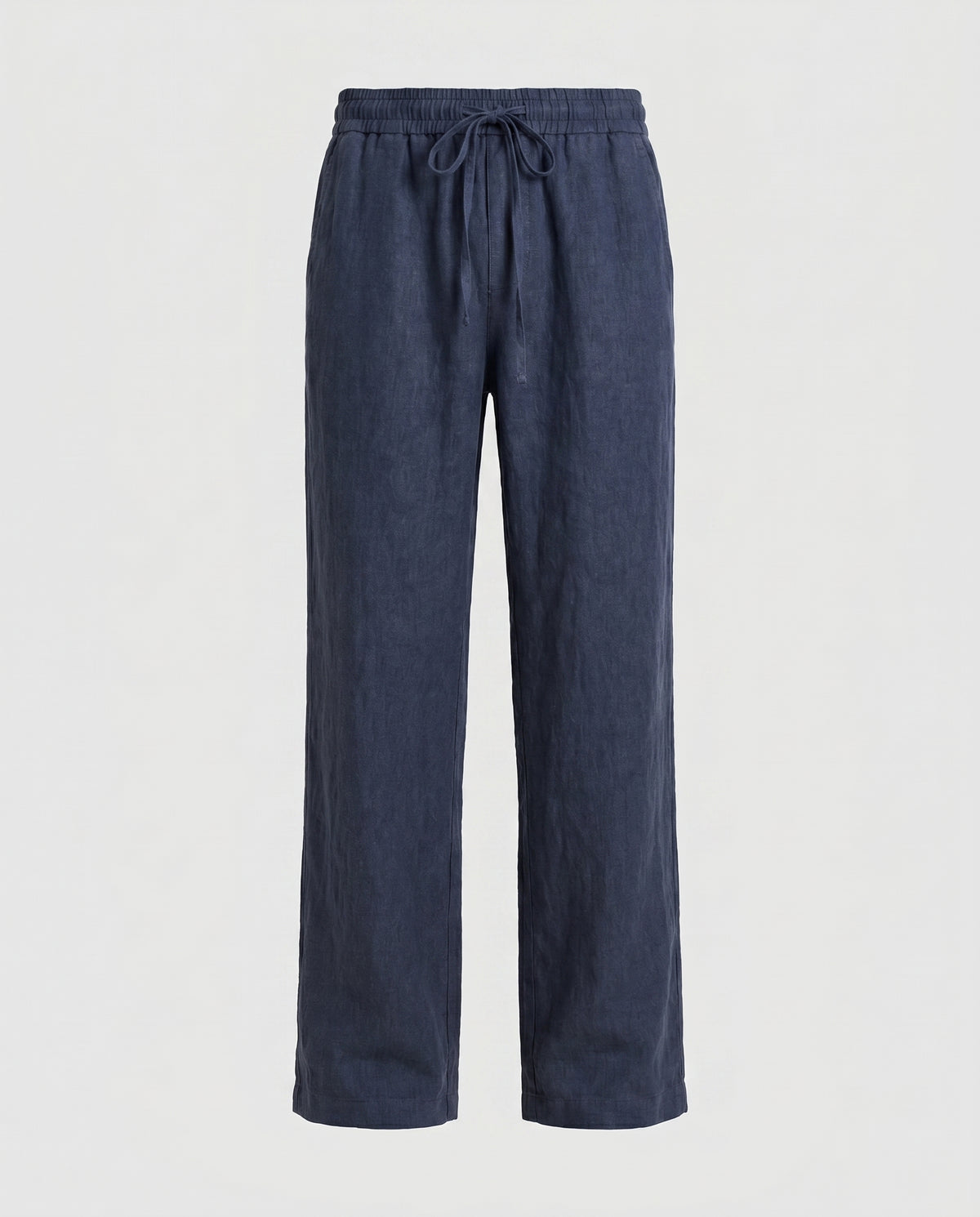 Herrebukser i linned-look marineblå — Valmont Wear