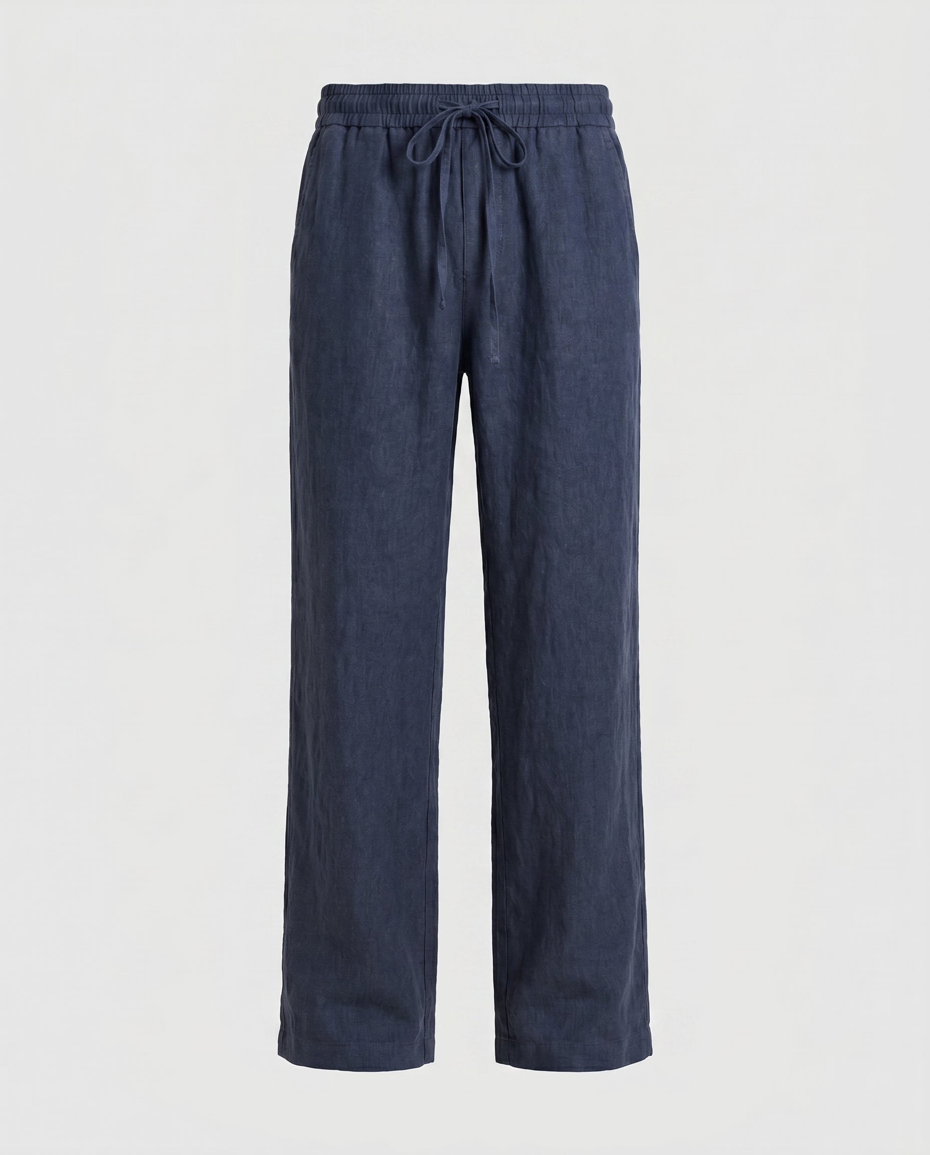 Herrebukser i linned-look marineblå — Valmont Wear