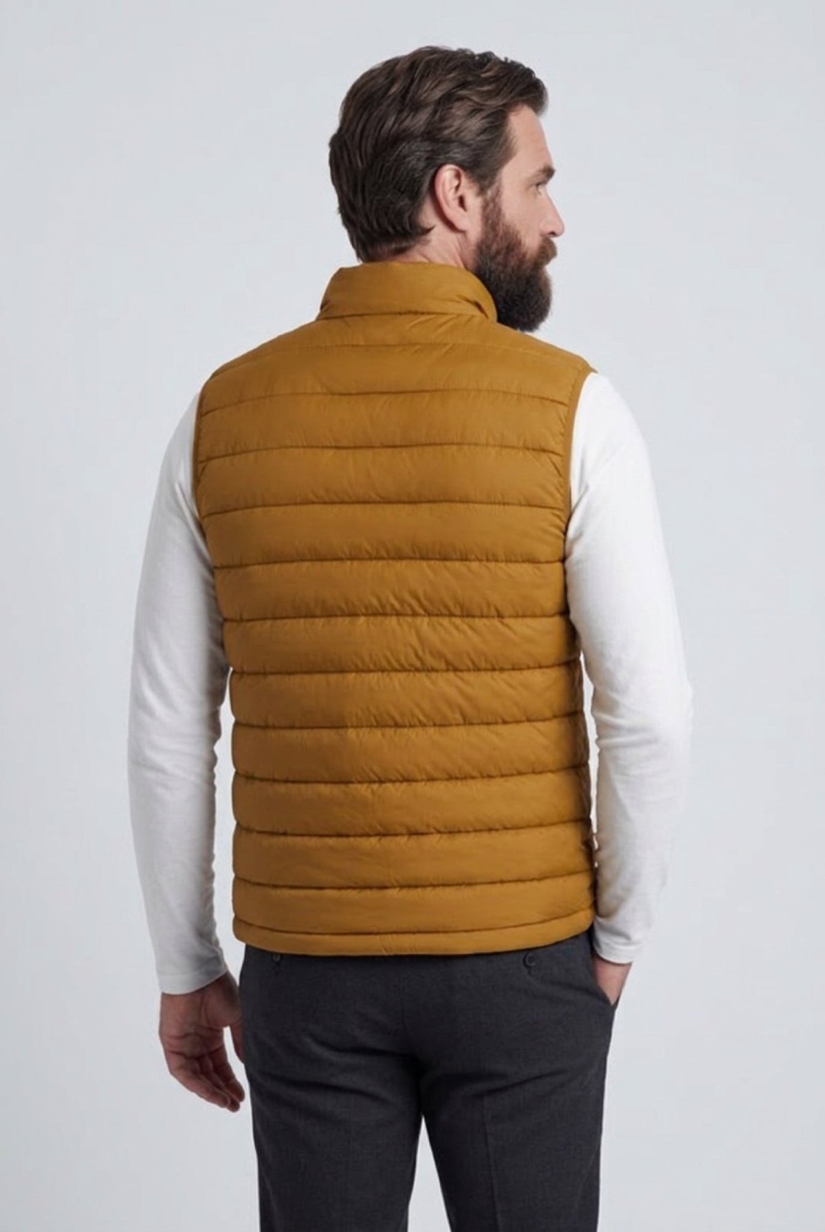 Premium Herre Gurkemeje Puffervest - 02 back view