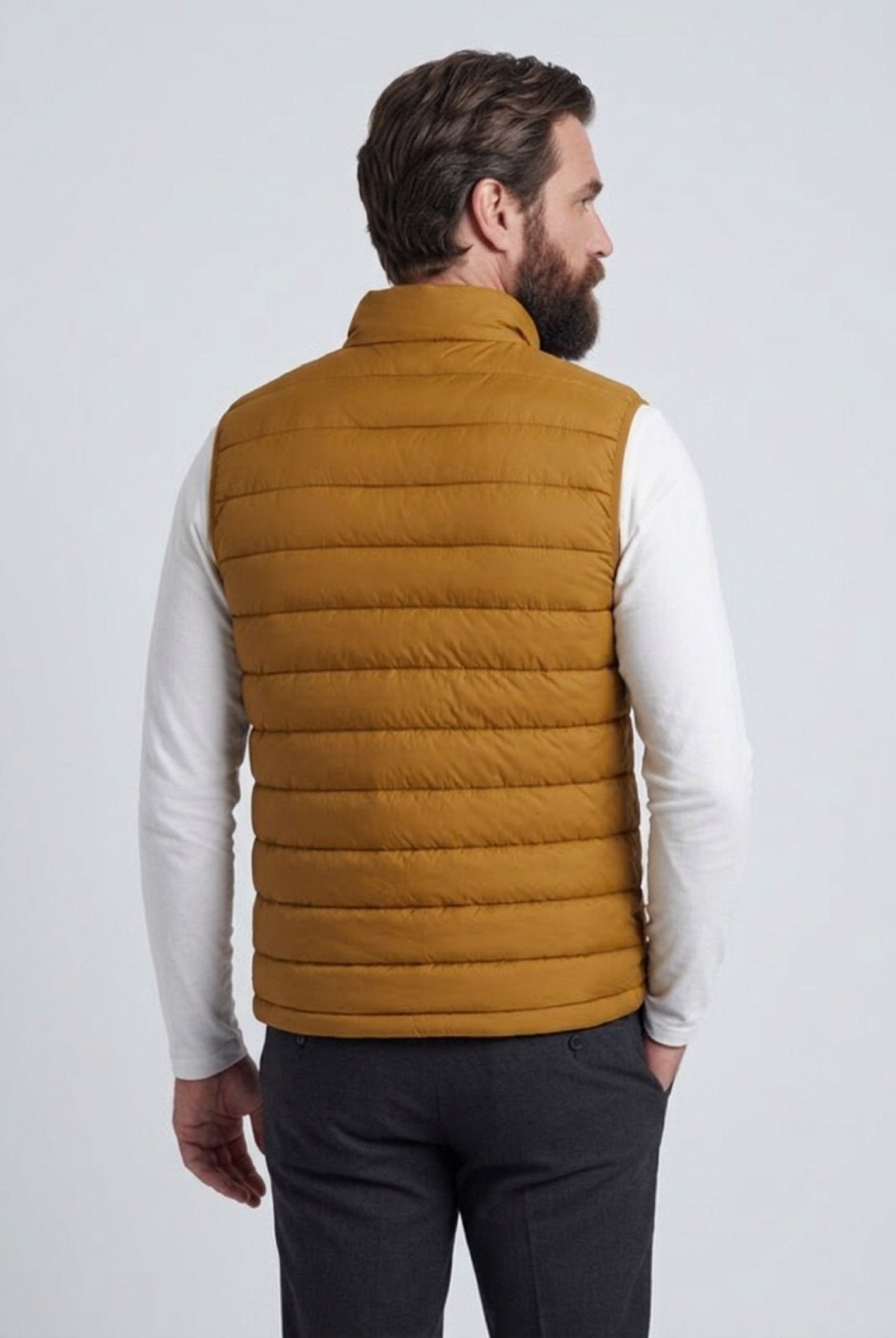 Premium Herre Gurkemeje Puffervest - 02 back view
