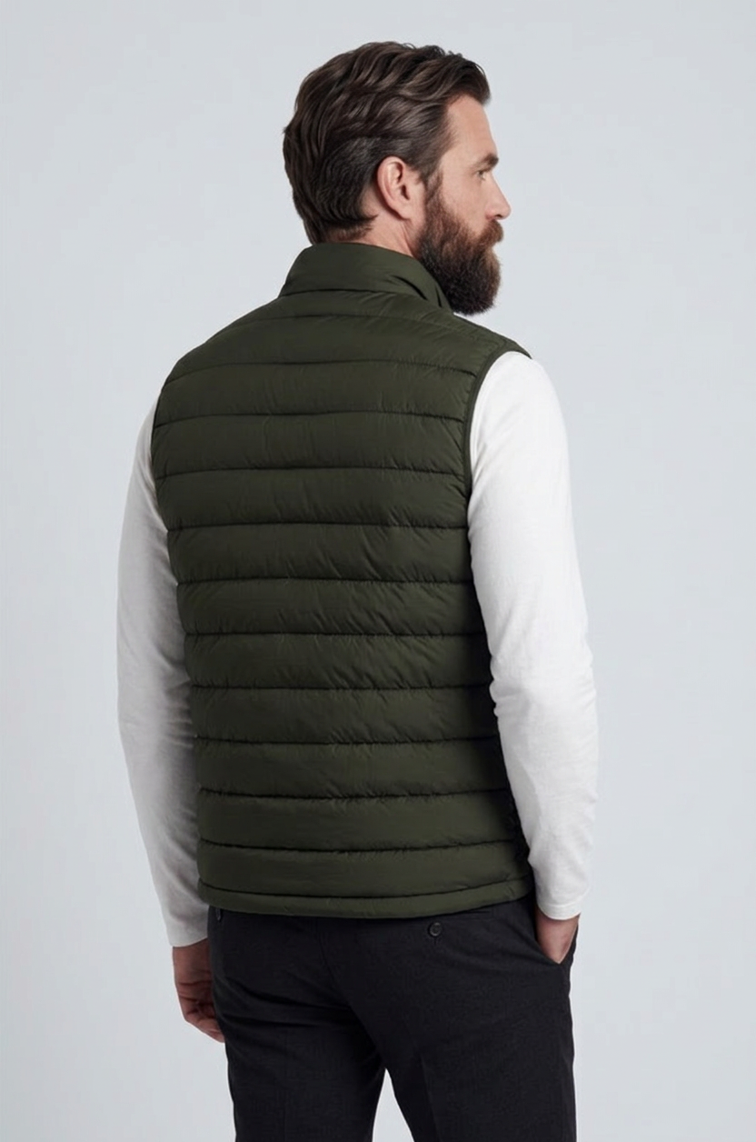 Premium Herre Mørk armygrøn Puffervest - 02 back view