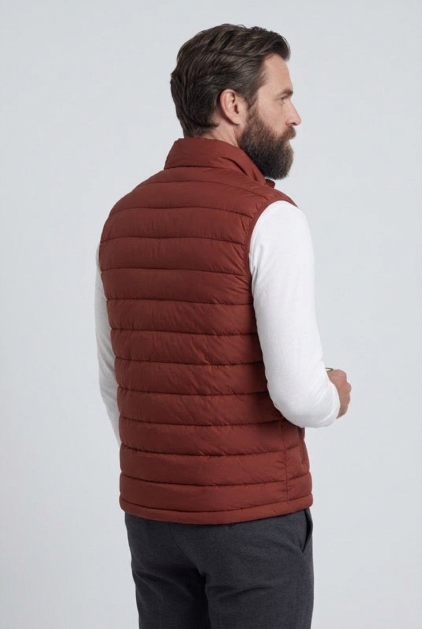 Premium Herre Murstensrød Puffervest - 02 back view