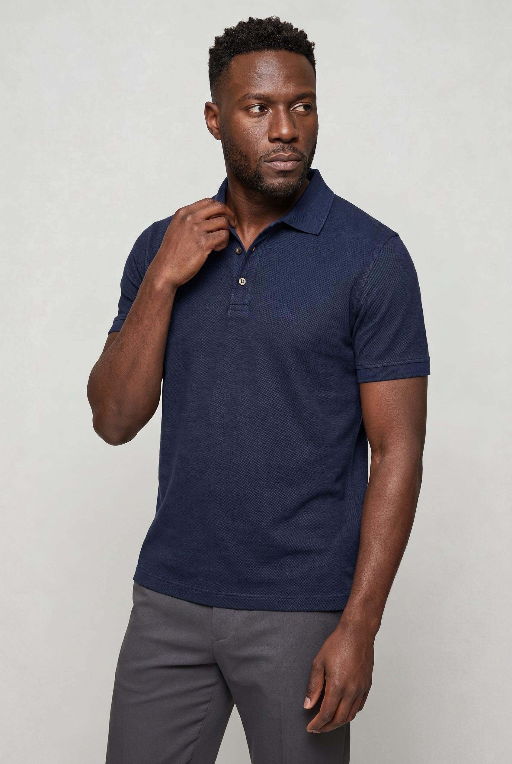 Valmont Wear marineblå hør polo premium pique image 2