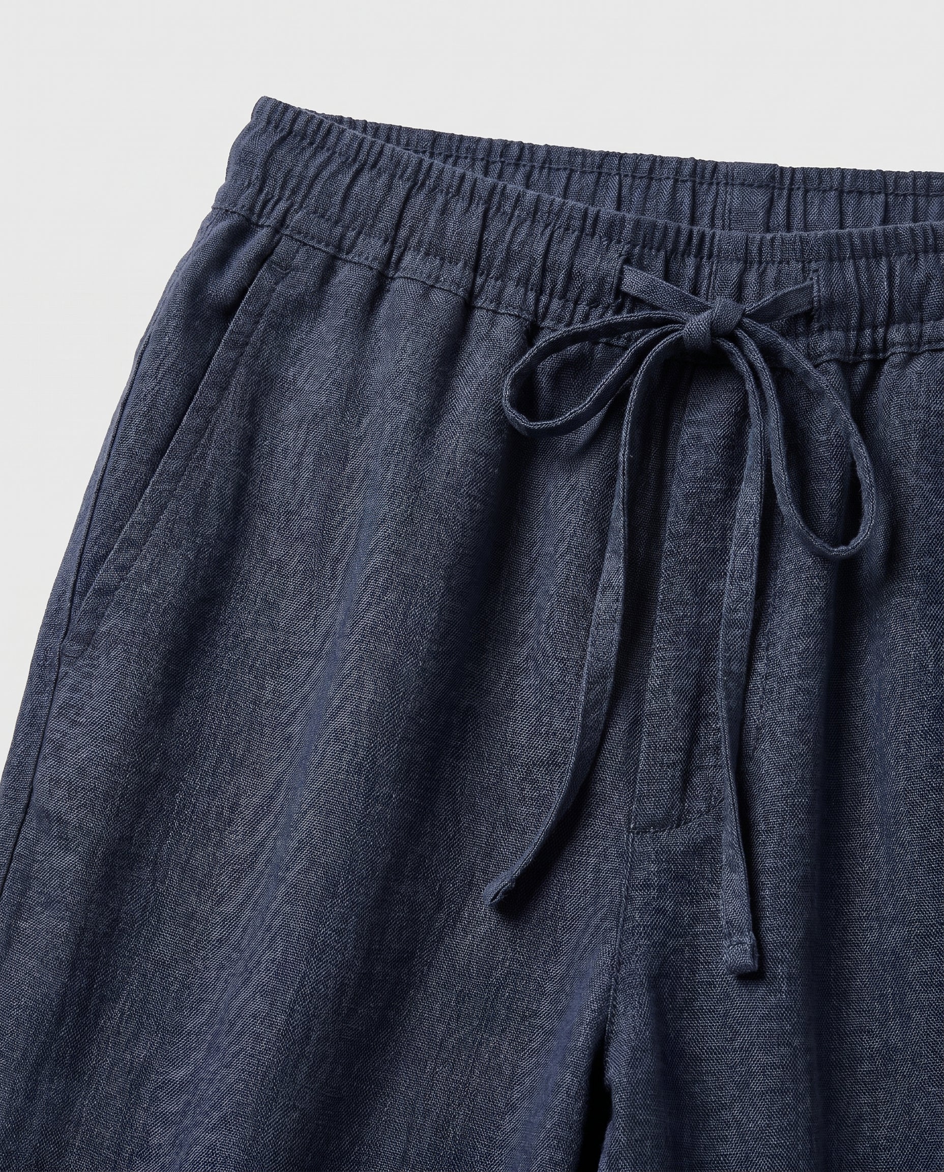 Herrebukser i linned-look marineblå — Valmont Wear