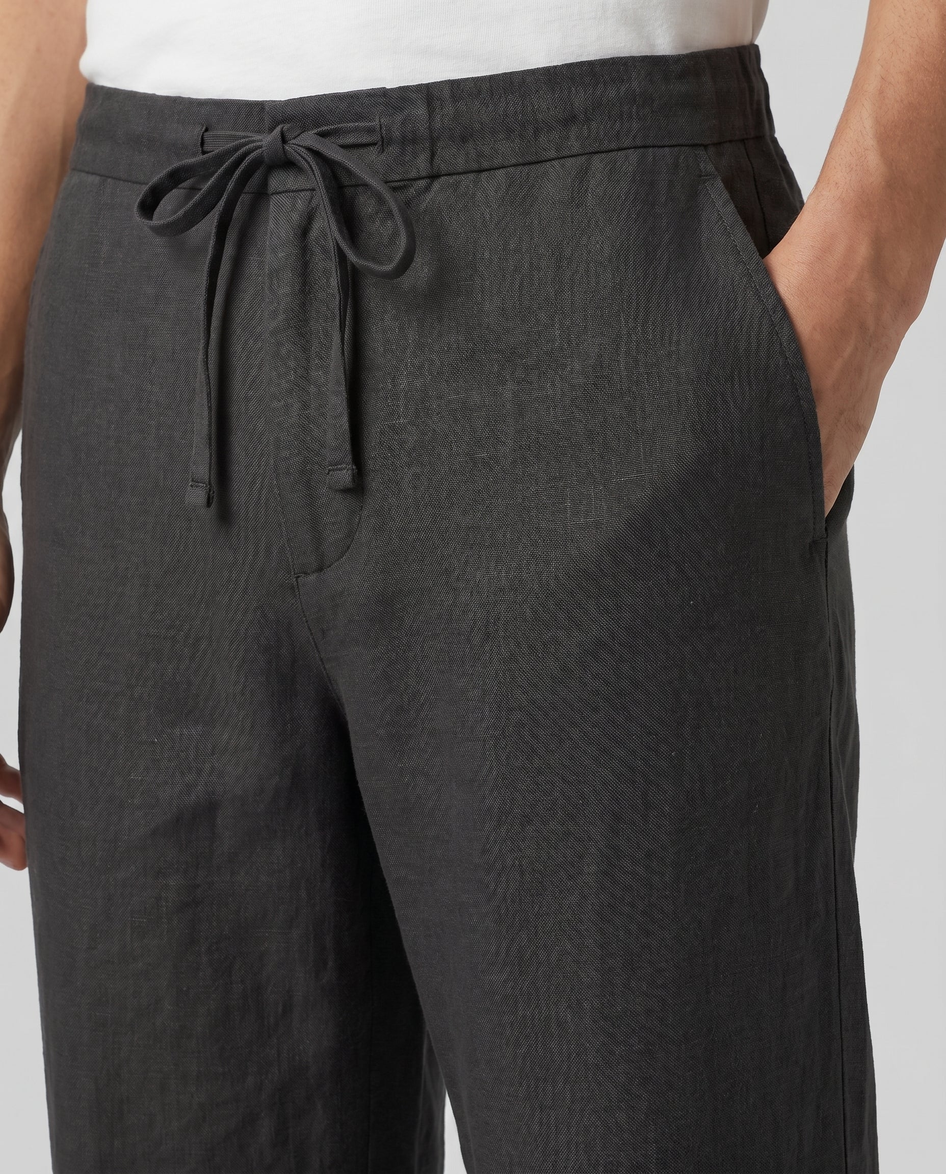 Herrebukser linned-look koksgraa - Valmont Wear