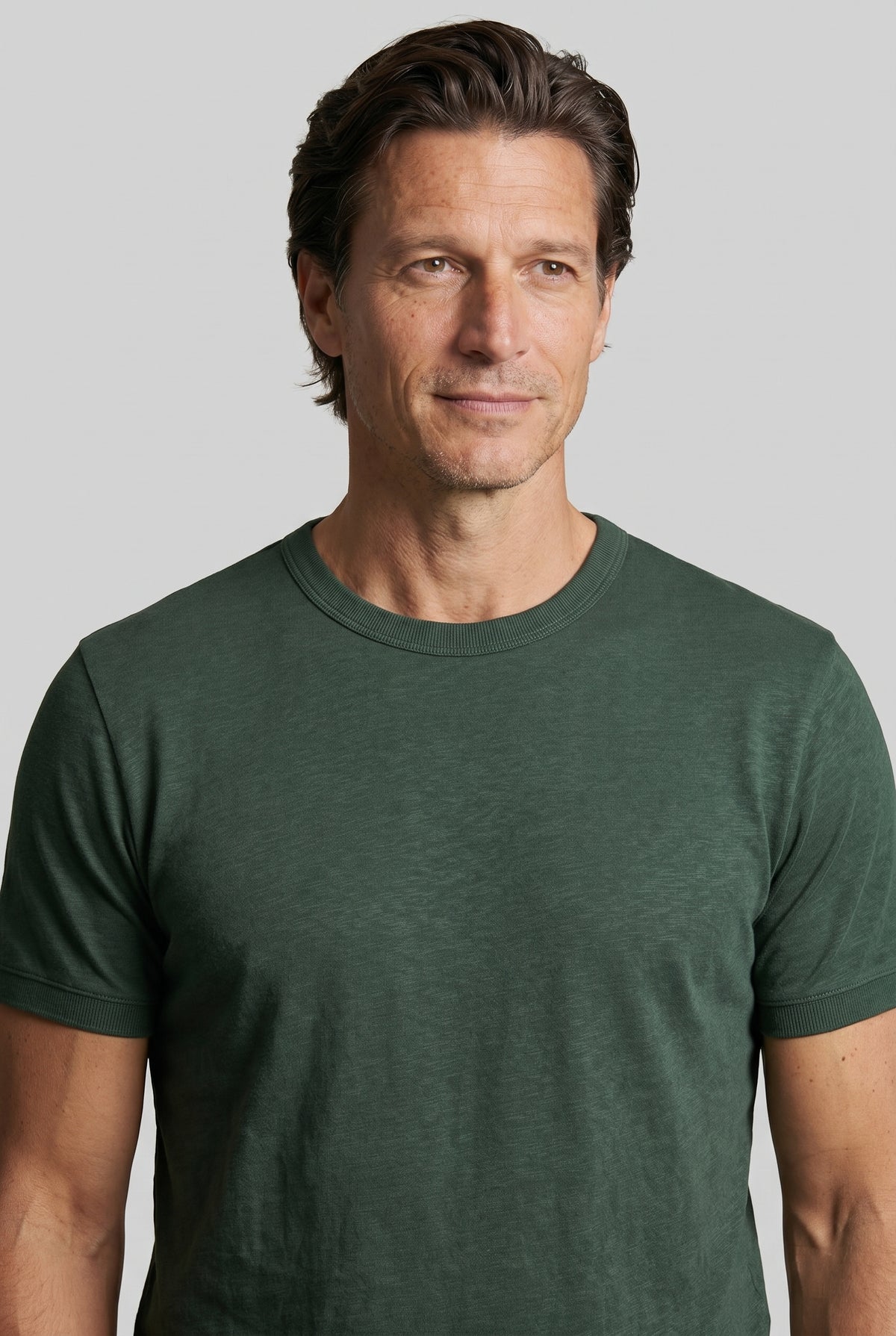 T-Shirt til Mænd - Mørkegrøn - Lin - Slim Fit - frame 4