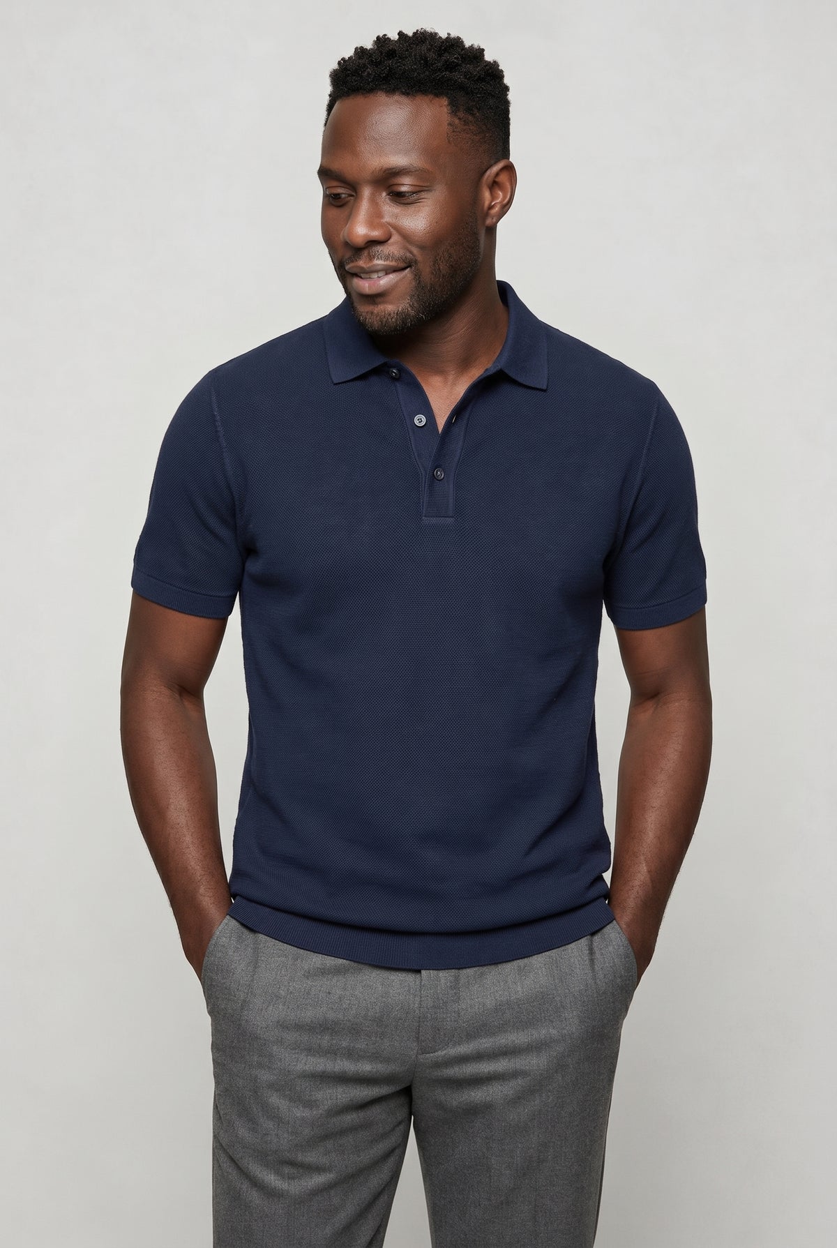 Valmont Wear marineblå hør polo premium pique image 3
