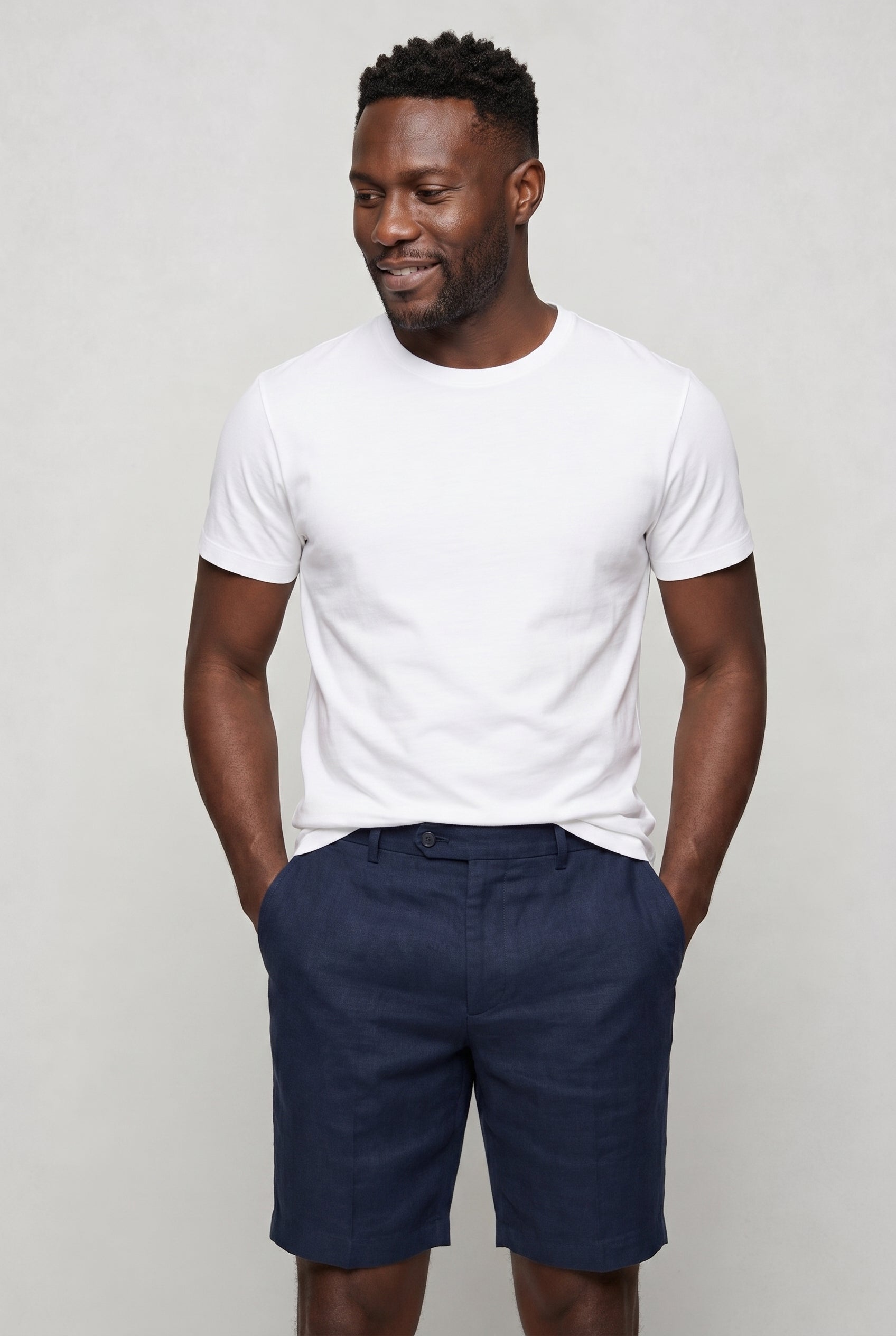 Valmont Wear marineblå hør shorts premium linnen image 3