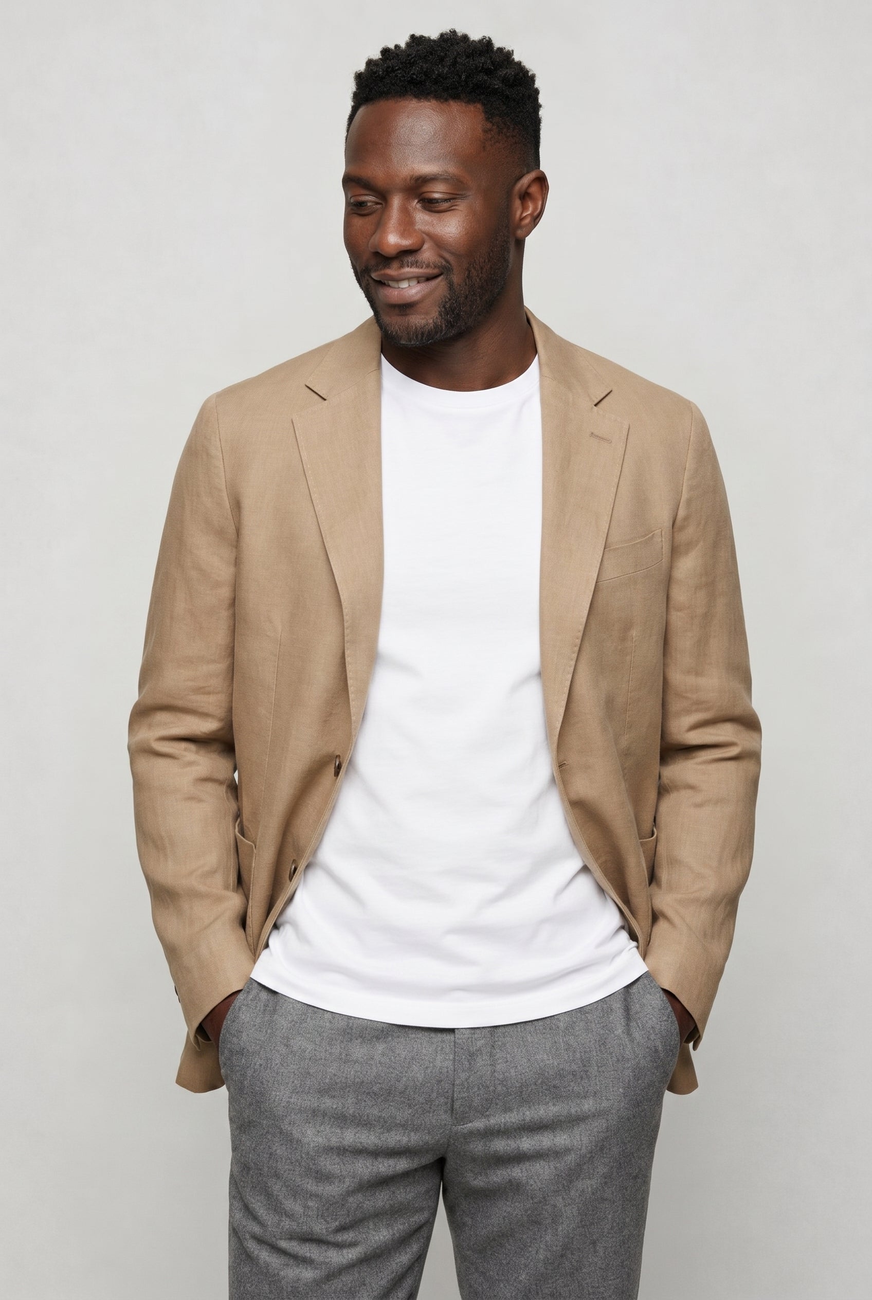 Valmont Wear beige hør blazer ustruktureret premium linnen image 3
