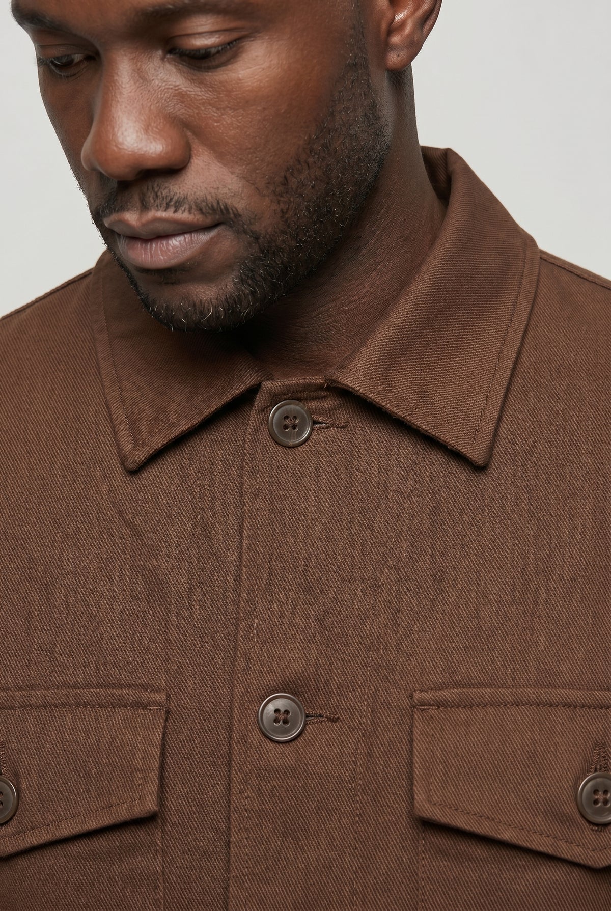 Pánská bunda kávově hnědá – twill, košilová bunda (overshirt), bavlna, prémiová kvalita