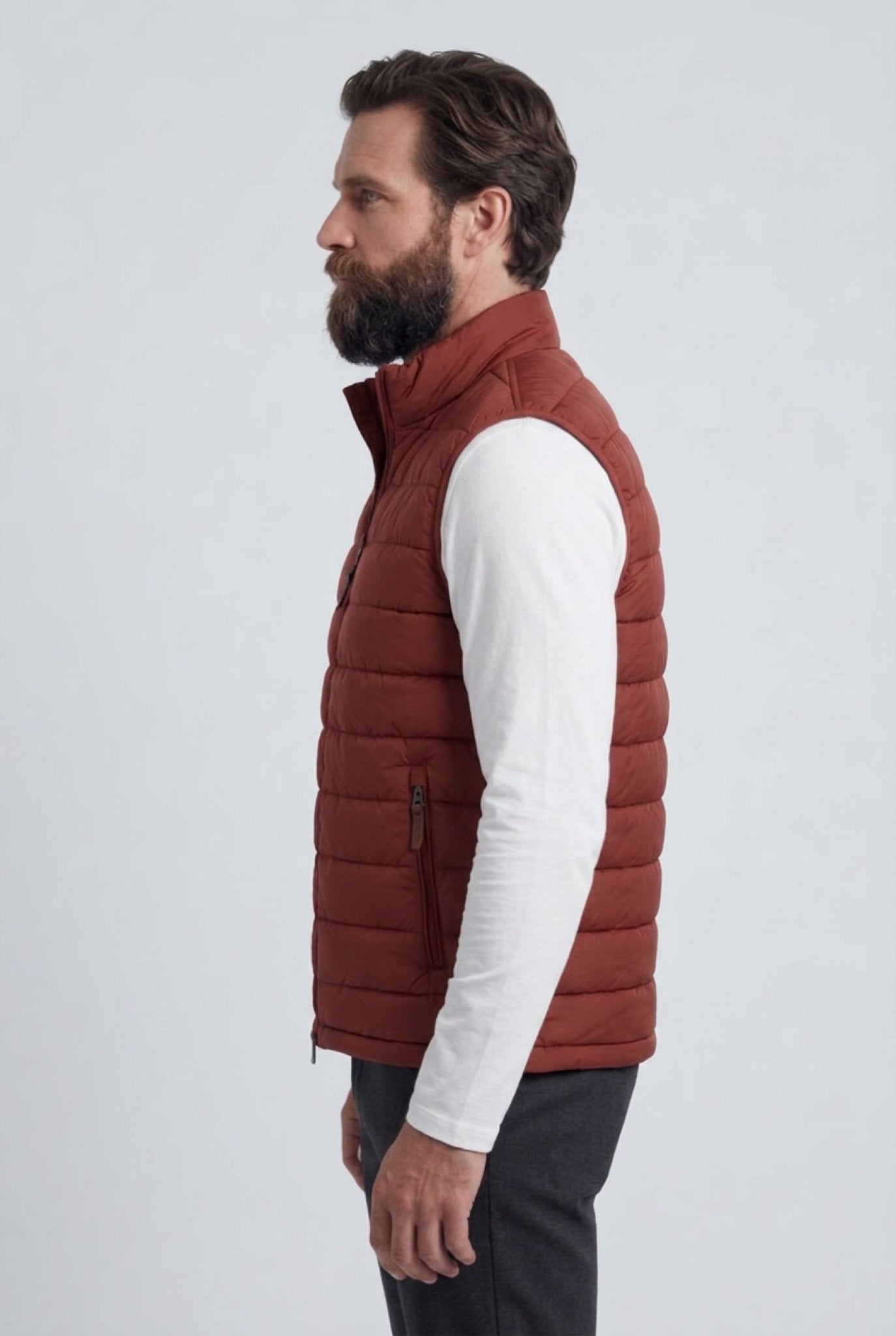 Premium Herre Murstensrød Puffervest - 04 side view