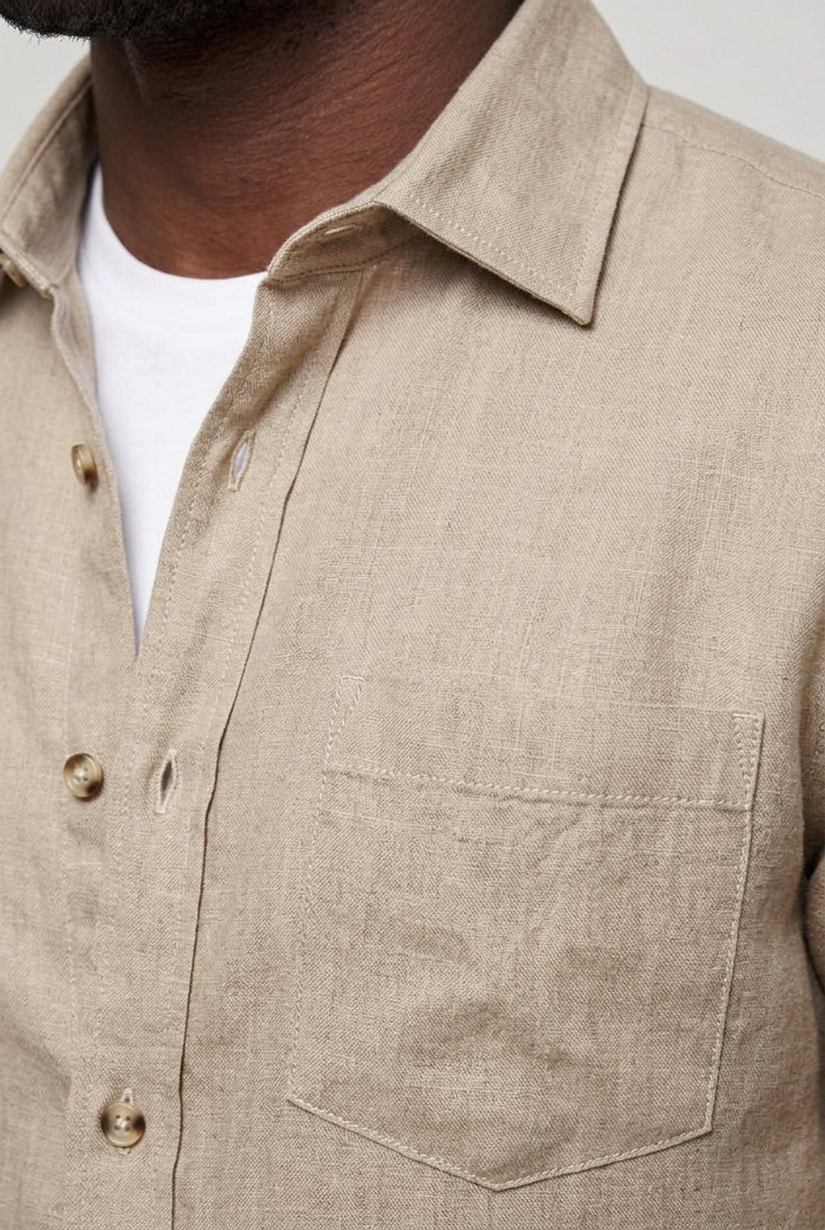 Sandfärgad linneovershirt för män – lätt, andningsbar & premiumkvalitet sommar-skjortjacka
