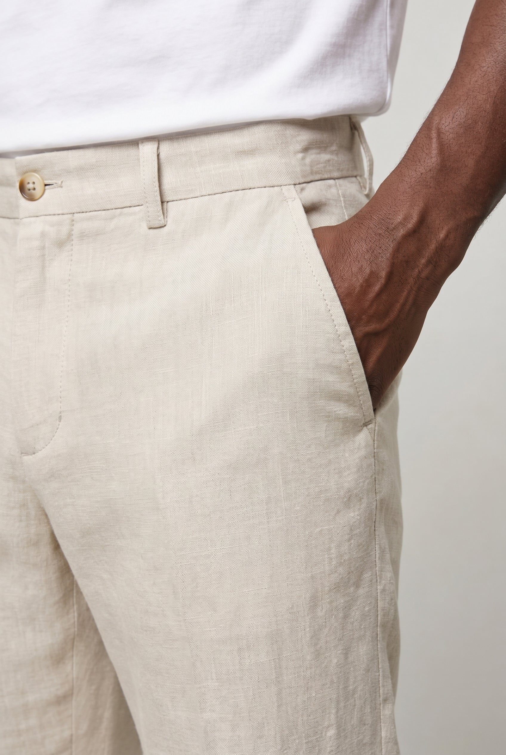 Valmont Wear stenfarvet hør bukser pocket close-up image 5