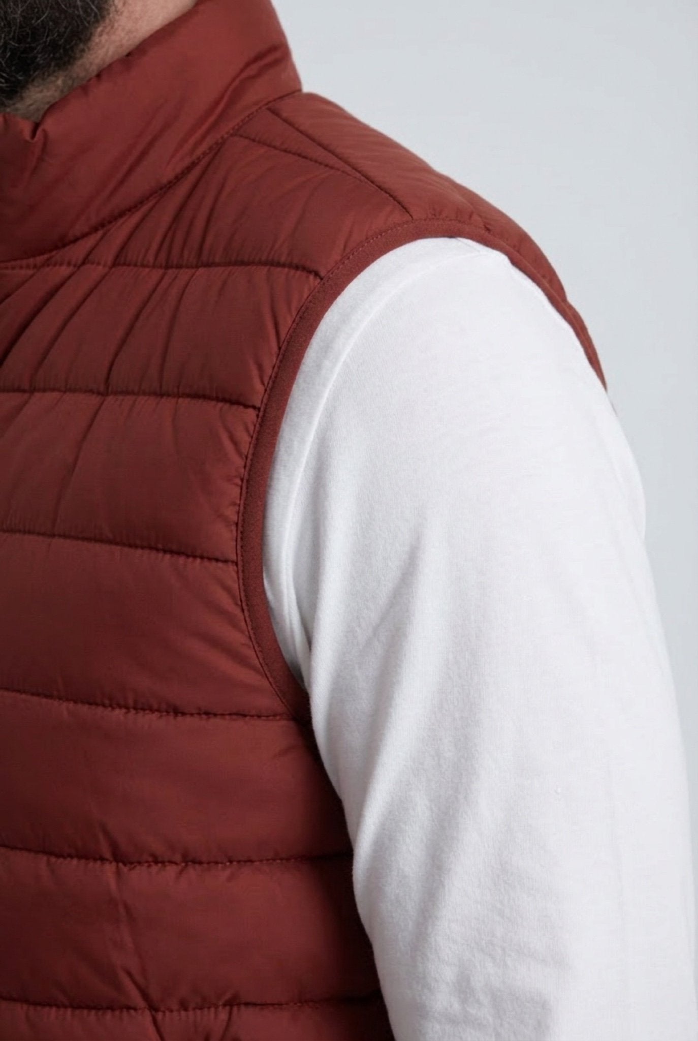 Premium Herre Murstensrød Puffervest - 06 cuff detail