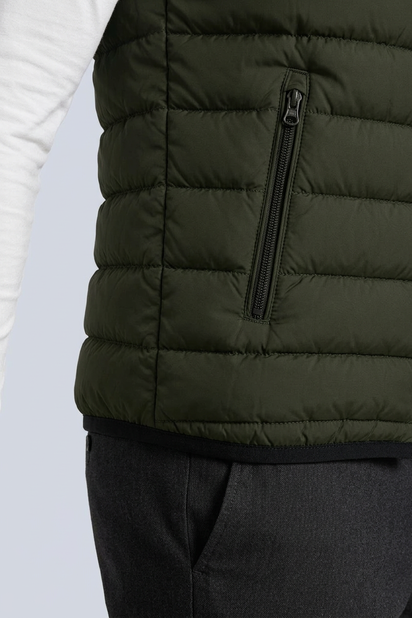 Premium Herre Mørk armygrøn Puffervest - 07 hem detail