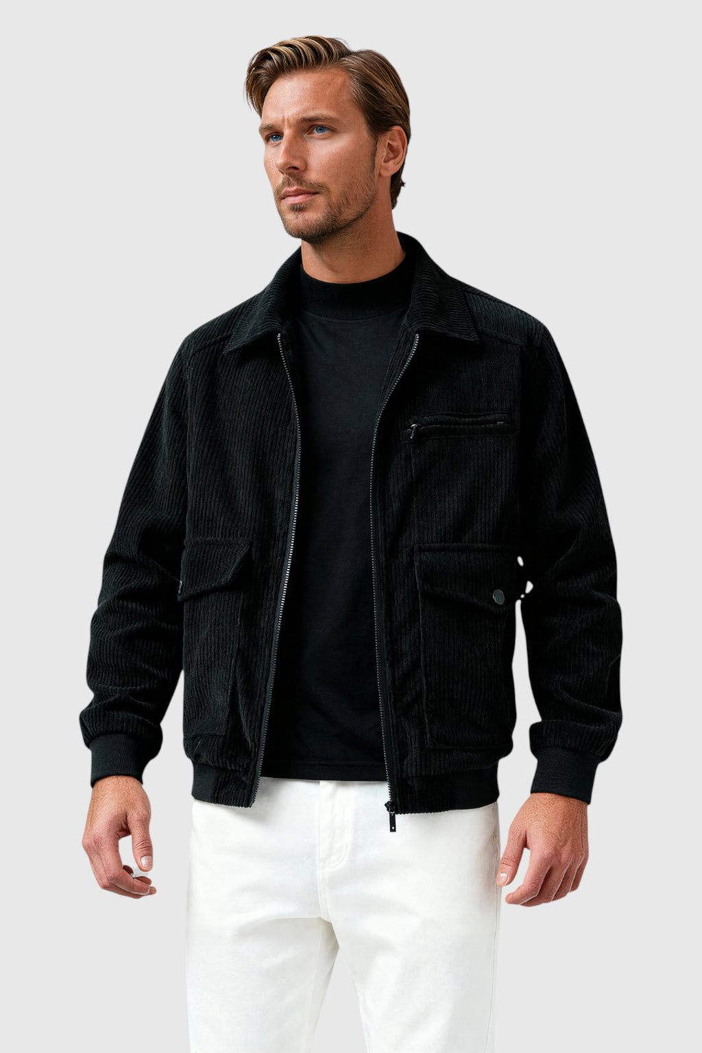 Herre Corduroy Jakke - Sort - Kulsort - Jakker - Valmont Wear