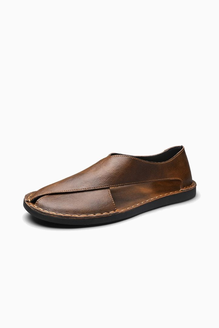 Herresandaler i Brun Læder - Åben Side Sommer Komfort