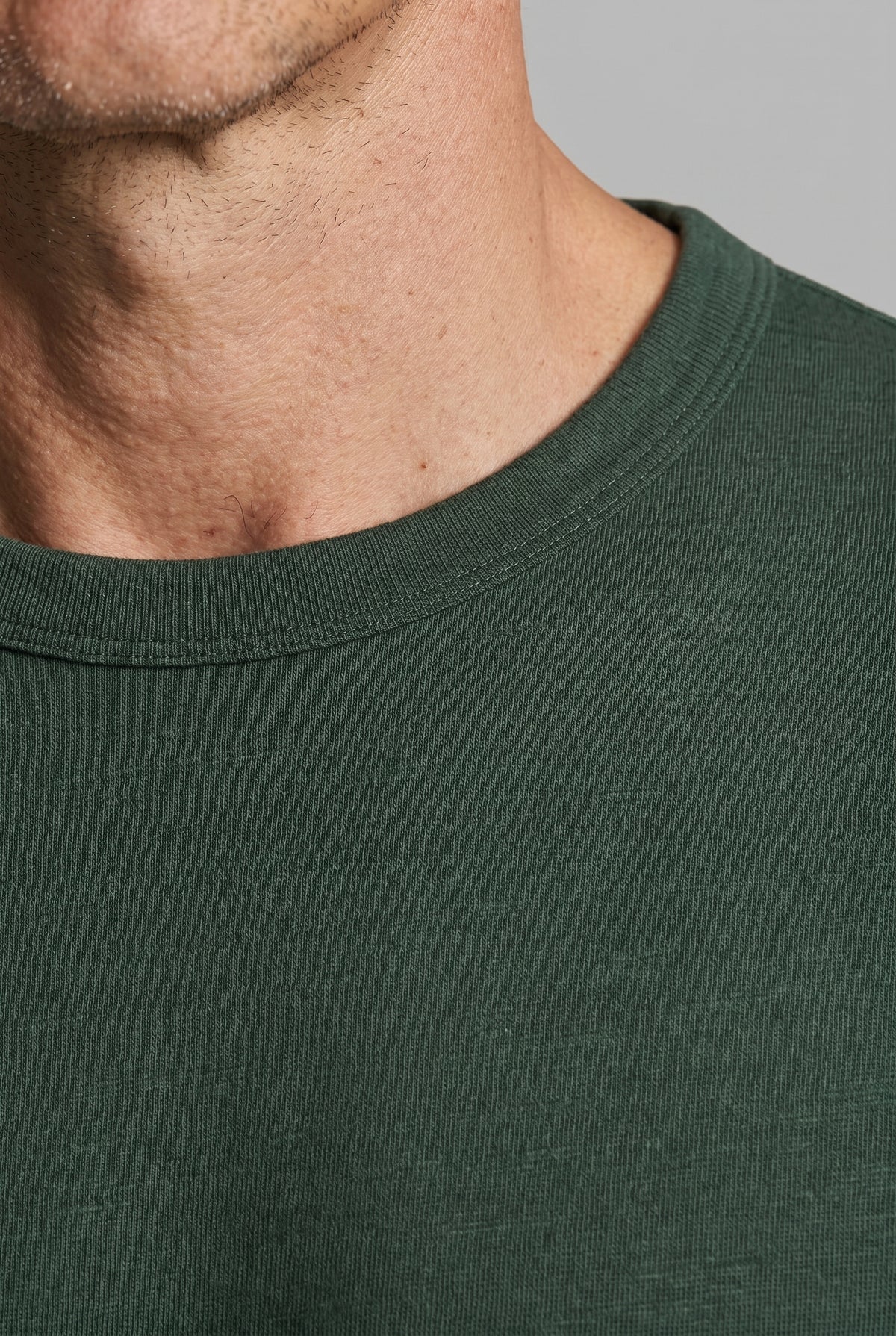 T-Shirt til Mænd - Mørkegrøn - Lin - Slim Fit - frame 5