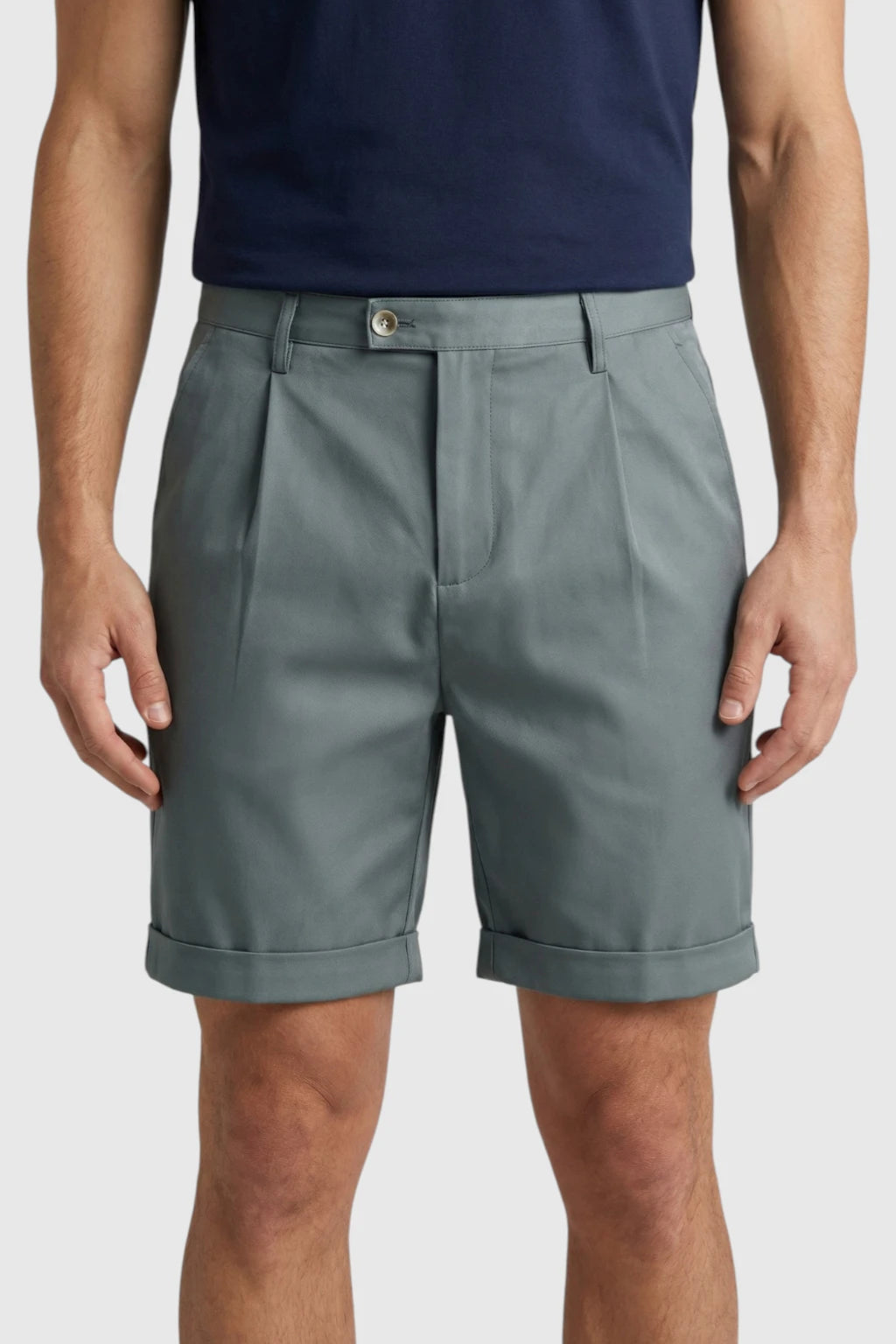 Herreshorts med læg og lommer – skifergrå og alsidige